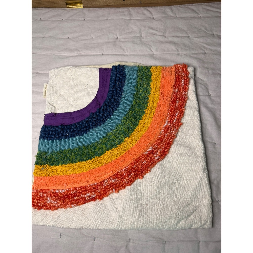 World Market Rainbow Tufted Throw Pillow Covers Set of 2 Cotton 18x18 Boho